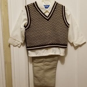 NEW Preppy Boys 3-piece Outfit Vest, Shirt & Pants